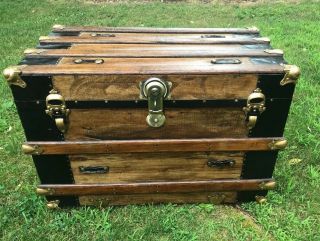 Trunks - N - Treasures Refinished Antique Flat Top Steamer Chest Trunk