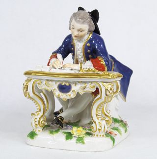 Antique Meissen Porcelain Figure Courting Gentleman ' The Letter Writer ' 5