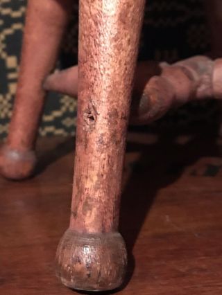 Antique Primitive Hand Made Small Wood 4 Leg Doll Toy Stool or Plant Stand AAFA 7