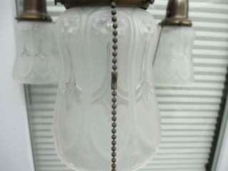 1920 ' s Deco Victorian Antique Vintage Ceiling Light Fixture 3 - Arm CHANDELIER 8