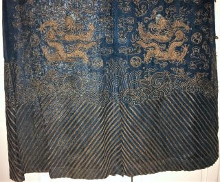 Very Fine ANTIQUE CHINESE SILK BROCADE SUMMER ROBE DRAGONS QING 10