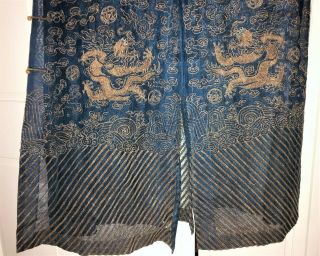 Very Fine ANTIQUE CHINESE SILK BROCADE SUMMER ROBE DRAGONS QING 3