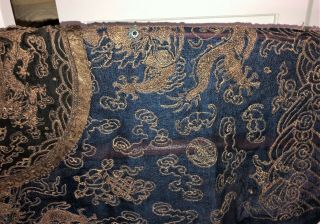 Very Fine ANTIQUE CHINESE SILK BROCADE SUMMER ROBE DRAGONS QING 6