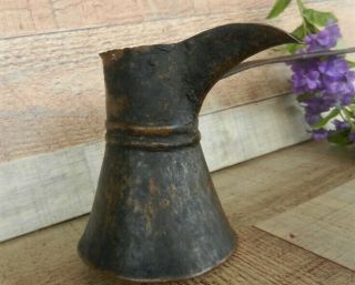 Antique Primitive Copper & Hand Forged Iron Long Handle Spout Pitcher 1800 ' s 2