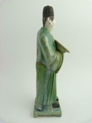 ANTIQUE CHINESE SANCAI - GLAZED MING STYLE POTTERY FIGURE OF AN ATTENDANT 3