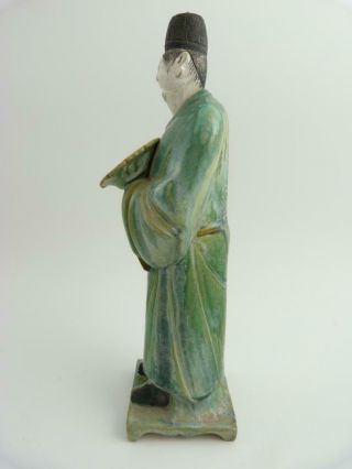 ANTIQUE CHINESE SANCAI - GLAZED MING STYLE POTTERY FIGURE OF AN ATTENDANT 5