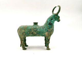 LARGE RARE BRONZE AGE CA.  200 BC BRONZE VESSEL SHAPED BULL R160 3