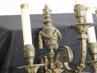 Pair Antique Bronze Ram Head Sconces Louis XVI Style After Jean Delafosse 2