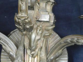 Pair Antique Bronze Ram Head Sconces Louis XVI Style After Jean Delafosse 5