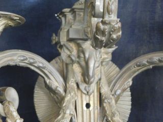 Pair Antique Bronze Ram Head Sconces Louis XVI Style After Jean Delafosse 7