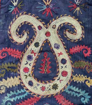 Istalifi: Rare Antique 19th C.  Uzbek Lakai Tribe Silk Embroidered Ilgich Frag.