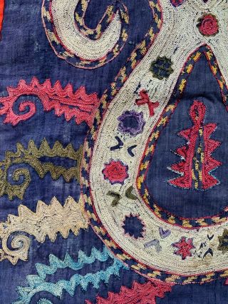 istalifi: RARE antique 19th C.  Uzbek Lakai tribe silk embroidered Ilgich frag. 3