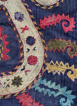 istalifi: RARE antique 19th C.  Uzbek Lakai tribe silk embroidered Ilgich frag. 4