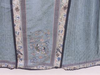 ANTIQUE CHINESE QING DYNASTY SILK SKIRT IN LARGE GILT FRAME 6 ' 5 