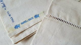 Vintage French Toile Metis Linen Fleur Bleue Sheet Curtain Fabric Xl 240 X 325