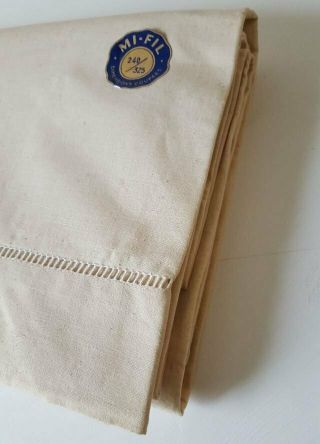 Vintage French Toile Metis Linen Fleur Bleue Sheet Curtain Fabric XL 240 x 325 2