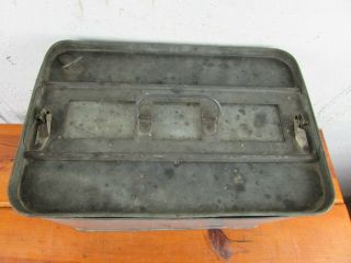 EGG TIN 4 DOZEN CRATE CARRIER METAL HANDLE AND LID INSERTS FARMHOUSE GREAT 1928 2
