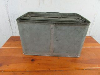 EGG TIN 4 DOZEN CRATE CARRIER METAL HANDLE AND LID INSERTS FARMHOUSE GREAT 1928 4