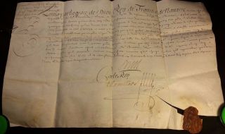 KING LOUIS XIV AUTOGRAPH on PARCHMENT with WAX SEAL - 1702 10