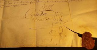KING LOUIS XIV AUTOGRAPH on PARCHMENT with WAX SEAL - 1702 7