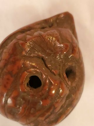 Chinese Antique 2 Carved Walnut Shells,  A Lotus and A Crane,  Intricate 10