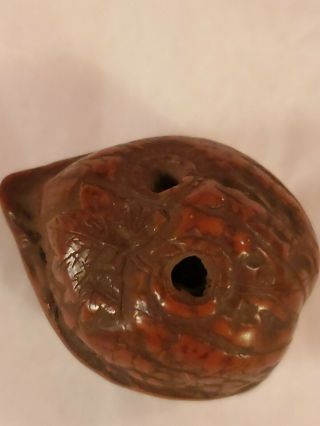 Chinese Antique 2 Carved Walnut Shells,  A Lotus and A Crane,  Intricate 9
