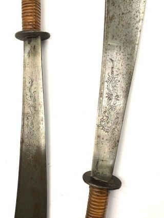 A Fine Antique Vietnamese Rattan Bound Dao Truong Executioner Swords 5