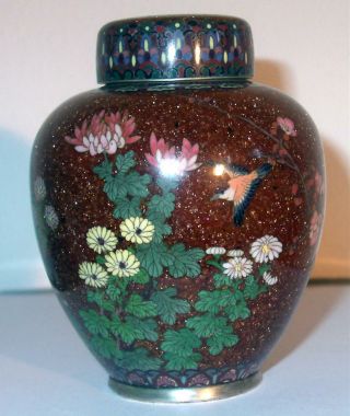 Antique Japanese Cloisonne Vase Wih Lid