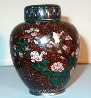 ANTIQUE JAPANESE CLOISONNE VASE WIH LID 2