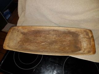 EARLY OLD WOODEN MUSTARD PAINTED TRENCHER.  THE BEST IVE OWNED IN LONG TIME 10
