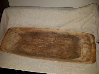 EARLY OLD WOODEN MUSTARD PAINTED TRENCHER.  THE BEST IVE OWNED IN LONG TIME 11