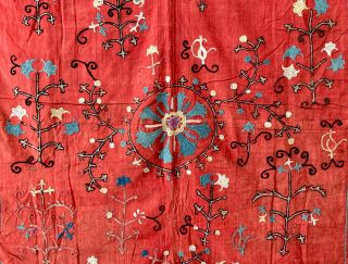 istalifi: An Archaic Antique Uzbek Silk/Cotton Embroidered Suzani circa 1900. 2