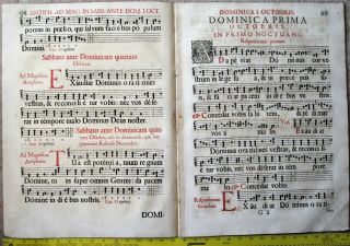 Rare decorative Gigantic liturgical QUIRE from a Gradual,  Gregorian Chant,  1667 2