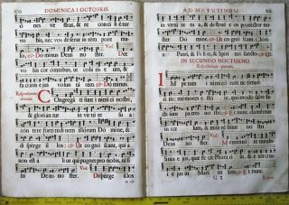 Rare decorative Gigantic liturgical QUIRE from a Gradual,  Gregorian Chant,  1667 3