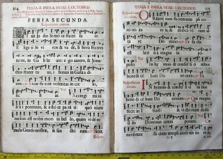 Rare decorative Gigantic liturgical QUIRE from a Gradual,  Gregorian Chant,  1667 5