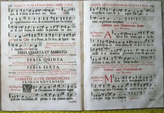 Rare decorative Gigantic liturgical QUIRE from a Gradual,  Gregorian Chant,  1667 7