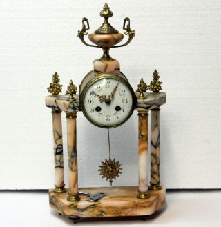 Antique marble Clock French Empire Column Clock - JAPY FRÉRES & CÍE 2