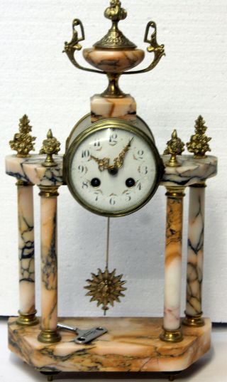 Antique marble Clock French Empire Column Clock - JAPY FRÉRES & CÍE 3