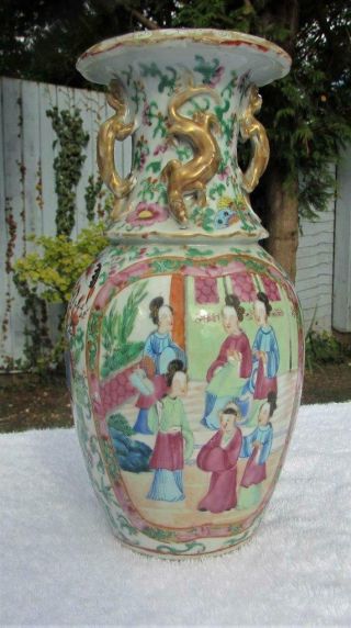 Fine Rare Antique 19thc Chinese Famille Rose Vase - Cantonese Style
