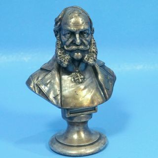Antique German Prussian Silver Pewter Bust Statue Kaiser Wilhelm I Wwi Military