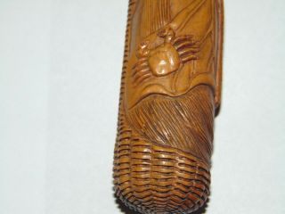 QUALITY CARVED JAPANESE SAGEMONO KISERU ZUTSU PIPE CASE & TOBACCO BOX BASKET DEC 5