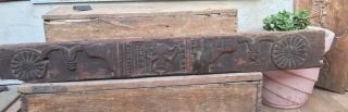 Ancient Rare Wood Fine Hand Carved Hindu Lords Ganesha Figure Door Panel 4
