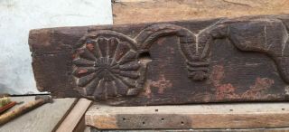 Ancient Rare Wood Fine Hand Carved Hindu Lords Ganesha Figure Door Panel 5