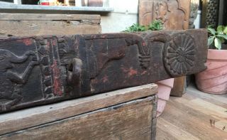 Ancient Rare Wood Fine Hand Carved Hindu Lords Ganesha Figure Door Panel 7