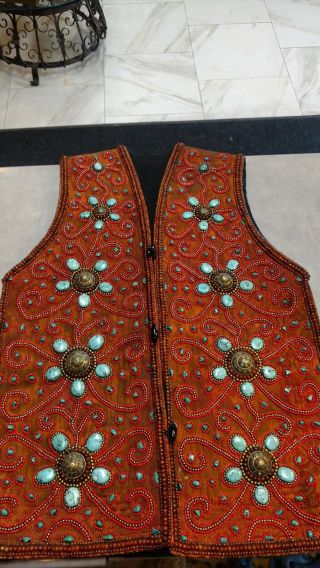 Look Vintage Estate Find Tibetan Turquoise Gemstone Tribal Ethnic Vest