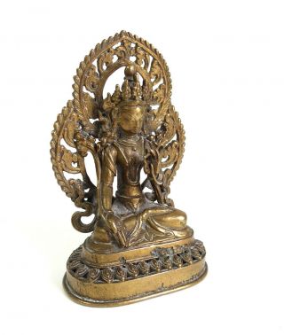 Fine antique Chinese Sino - Tibetan 18th century bronze Buddha 2