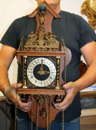 Old Zaanse Zaandam Warmink Wuba Dutch Antique Vintage Wall Clock 8 Day 60 Cm