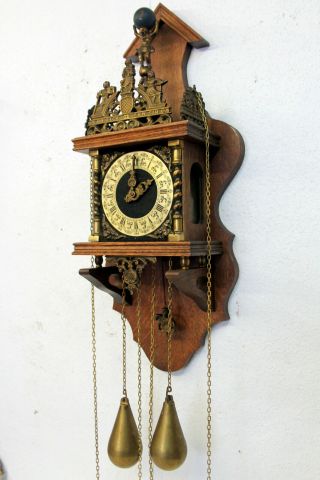 Old Zaanse Zaandam Warmink Wuba Dutch Antique Vintage Wall Clock 8 Day 60 cm 2