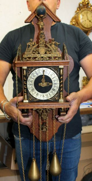 Old Zaanse Zaandam Warmink Wuba Dutch Antique Vintage Wall Clock 8 Day 60 cm 4