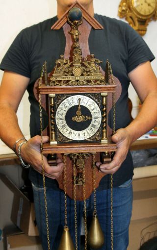 Old Zaanse Zaandam Warmink Wuba Dutch Antique Vintage Wall Clock 8 Day 60 cm 9